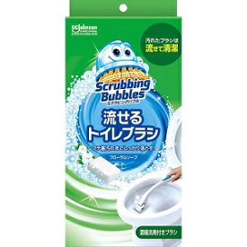 -【ジョンソン】 スクラビングバブル 流せるトイレブラシ 本体+付替4コ入 1セット 【日用品】