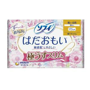 【ユニ・チャーム】 ソフィ はだおもい 極うすスリム 175 軽い日用 羽なし 17.5cm 34枚入 【衛生用品】