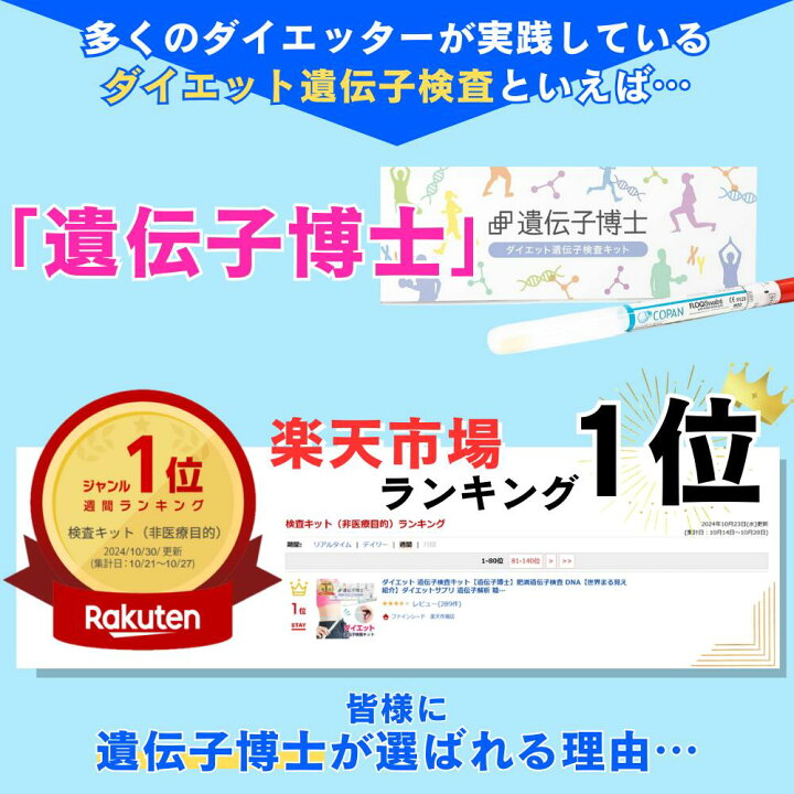 楽天市場】【お得な2個セット】ダイエット遺伝子検査キット『遺伝子  