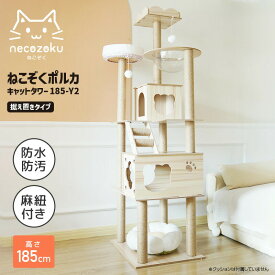キャットタワー ポルカ Y2-N 据え置き 猫タワー 多頭飼い 爪とぎ 宇宙船 クリアボウル おしゃれ 大型猫 キャットハウス キャットウォーク タワー キャットツリー ネコ 猫用 運動不足 ストレス解消 麻紐 ねこぞく [RF-I]