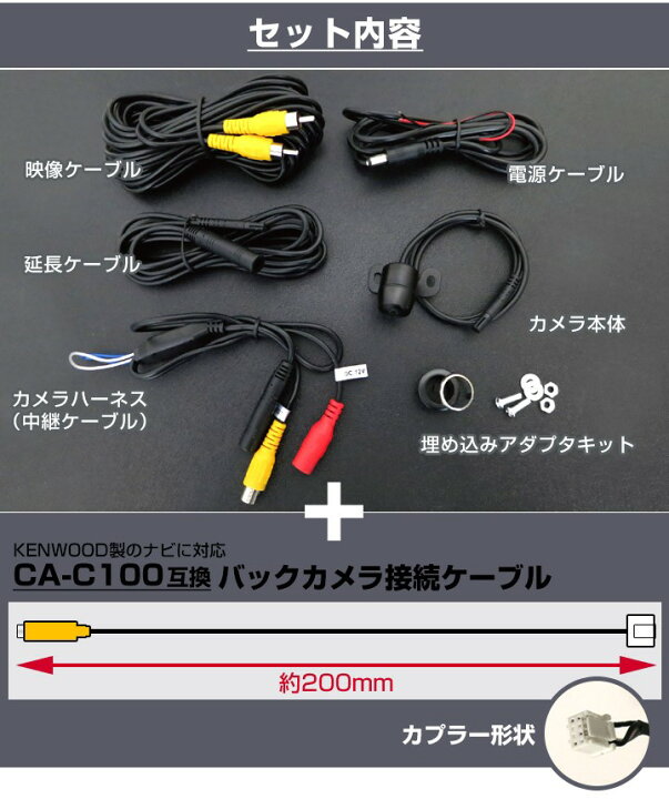 楽天市場】ケンウッド 彩速ナビ MDV-D505BTW 対応 バックカメラ 接続 