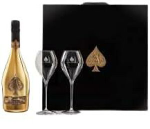 Armand De Brignac GOLD DEUX FLUTE 2 Glasses Gift Set �A���}�� �h �u���j���b�N �h�D �t���[�g �S�[���h ����O���X 2�r �Z�b�g �h�� Champagne France �V�����p�[�j�� �t�����X 750ml 12.5%�@�M�t�g�{�b�N�X�t