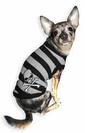 【HIP DOGGIE】アウトレット HD Grey Striped Skull XS-M 犬 服 小型 子犬 中型 おしゃれ かわいい 春 夏 ドクロ ストライプ タンクトップ 1SSK0