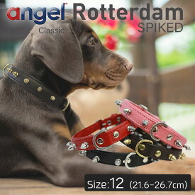 【Angel】アウトレット エンジェル Rotterdam SPIKED 12インチ 犬 首輪 本革 柔らかい ソフトレザー 大型 中型 高級 おしゃれ かっこいい スパイク