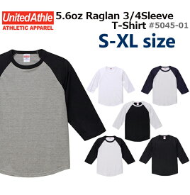 5.6oz　ラグラン3/4スリーブTシャツ / UNITED ATHLE(ユナイテッドアスレ)【5045-01】無地・ツートーン・七分袖・メンズ・男女兼用　七分袖Tシャツ
