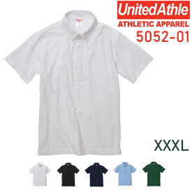 【XXXL】5.3oz ボタンダウンポロシャツ United Athle(ユナイテッドアスレ) ドライカノコ ユーティリティー CVC ビッグサイズ 大きい 大きめ 薄手 半袖 鹿の子 メンズ ユニセックス 男女兼用【5052-01】【0925】