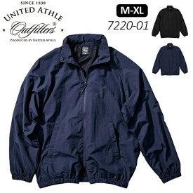 【M-XL】コットンライク ナイロン トレーニング ジャケット(裏地付) United Athle ユナイテッドアスレ 無地 ブルゾン トラックジャケット ジップ ウィンブレ ラグラン 薄手 スポーツウェア メンズ レディース 男女兼用 ブラック ネイビー 7220-01 2023AW【1027】