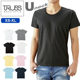 【XS-XL】4.3oz スリムフィット Uネック Tシャツ TRUSS トラス 細身 ティーシャツ 綿 半袖 メンズ レディース 男女兼用 ユニセックス 薄手 SFU-114【0808】