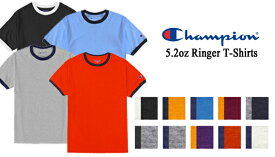 CHAMPION(チャンピオン)リンガー（トリム）　Tシャツ（袖にロゴ入り）【無地・メンズ】【T-1360】(0623）