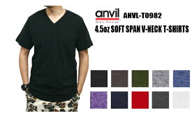ソフトスパン VネックTシャツ/ANVIL(アンビル)4.5oz (TEAR AWAY) 無地・メンズサイズ・ANVL-T0982・(半袖ムジT） 0531