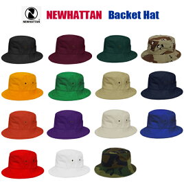 バケットハット【ニューハッタン NEWHATTAN】bucket hat【NWHT-H1500】バケハ ウォッシュ加工 サファリハット ユニセックス 男女共用 紫外線防止 無地 迷彩 帽子 ハット メンズ レディース 綿 UV対策 0605