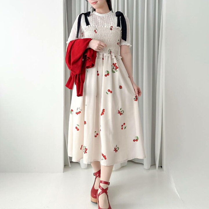 楽天市場】【 SALE 34%OFF 】 ワンピース チェリー 柄 シャーリング 