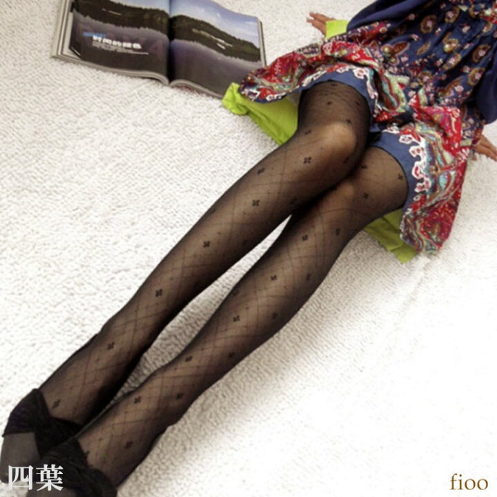 レトロ 総柄 柄タイツ M L