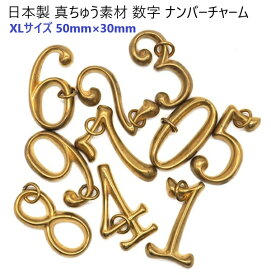 日本製 XLサイズ 数字 チャーム 真ちゅう製 約50mm(全長)　真鍮無垢 真鍮製