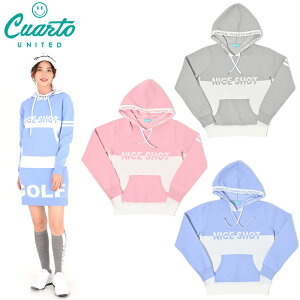 LINE登録で500円OFF ゴルフウエア ポリ プルニットパーカー レディース 3364 クアルトユナイテッド CUARTO UNITED 軽量 ニット