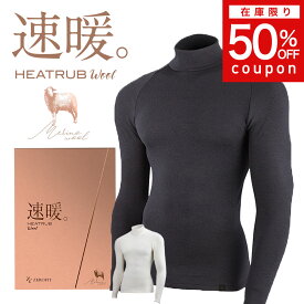 ＼楽天1位／クーポンで50%OFF!! (〜2/11まで) LINE登録で500円OFF★旧モデル在庫処分「速暖 ヒートラブ ウール」メリノウール モックネックロングスリーブ アンダーウェア HEATRUB WOOL ゴルフ メンズ レディス ZEROFIT ゼロフィット イオンスポーツ