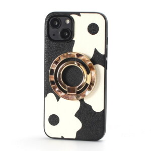 iphone13 ケース レザー iphone13mini iphone13Pro iphone13ProMAX リング付き 本革 マグセーフ対応 magsafe対応 13 13mini 13pro 13promax アイフォン13 アイフォン13mini 花柄 スマホリング リング べっ甲 シェル スタ