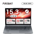 FIREBAT Windows11 ノートパソコン Ryzen 7 H 255 8 コア 16 スレッド Radeon 780M 32GB 5600MHz / 1TB PCIe 4.0 15.3 インチ 2560×1600 解像度 ノートパソコン 出張 持ち運び 用 ノートパソコン 動画視聴・文書作成 用【MECHREVO 無界 15XPA】