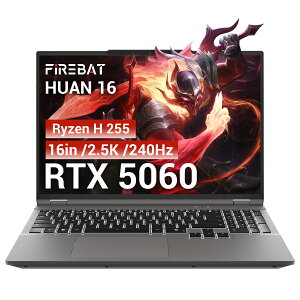 FIREBAT �Q�[�~���O�m�[�g PC 16 �^ WQXGA 240Hz RTX5060 AMD Ryzen7 H255 ������ 16GB SSD512GB Wi-Fi6E Bluetooth5.3 Windows11 �w������ �Q�[�~���O�m�[�gpc�yhuan 16Pro�z