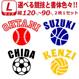 かっこいい! お好きな文字・競技で ステッカー シール Lサイズ2枚選べる書体とカラーとサイズ　水筒 クーラーボックス 車などへ