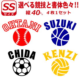 かっこいい! お好きな文字・競技で ステッカー シール SSサイズ4枚選べる書体とカラーとサイズ　水筒 クーラーボックス 車などへ