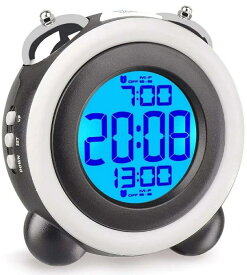 目覚まし時計 大音量 光 ベル ダブルアラーム スヌーズ 機能 LED バックライト デジタル 電池式 2つ アラーム 卓上 置き時計