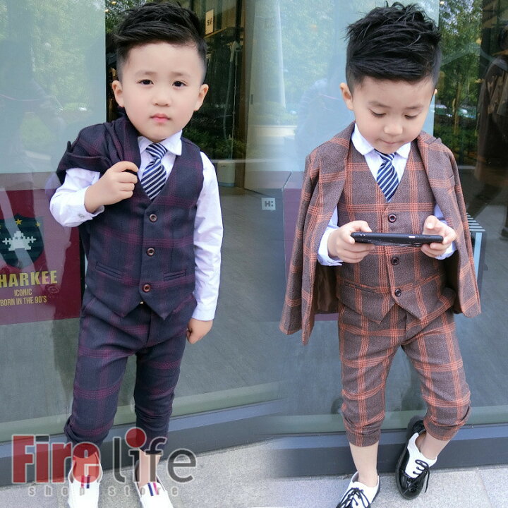 楽天市場】子供スーツ 男の子 スーツ 上下セット キッズスーツ4点  