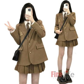 卒業式 スーツ 女の子スーツ 入学式 JK制服 4点セット 子供スーツ セットアップ 韓国 制服 フォーマルスーツ ジャケット プリーツスカートシャツ ネクタイ セミフォーマル ブレザー 七五三 成人式 おしゃれ　小学生 高校生 中学生 入学式 S M L XL カーキ 送料無料