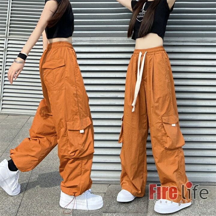 楽天市場】カーゴパンツ オレンジ レディース ボトムス ワイドパンツ 
