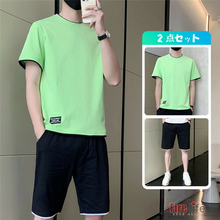 楽天市場】セットアップ メンズ Tシャツ ハーフパンツ スウェット 