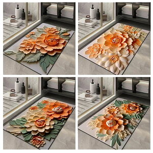 珪藻土 バスマット 平面プリント 3D立体効果 花 柔らかい ソフトマット 足ふきマット お風呂マット 花柄 キッチンマット 吸水 速乾 抗菌 滑り止め 浴室 洗面所 送料無料
