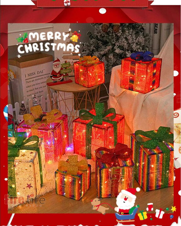 楽天市場】クリスマス 飾り ライト ギフトボックス LED 