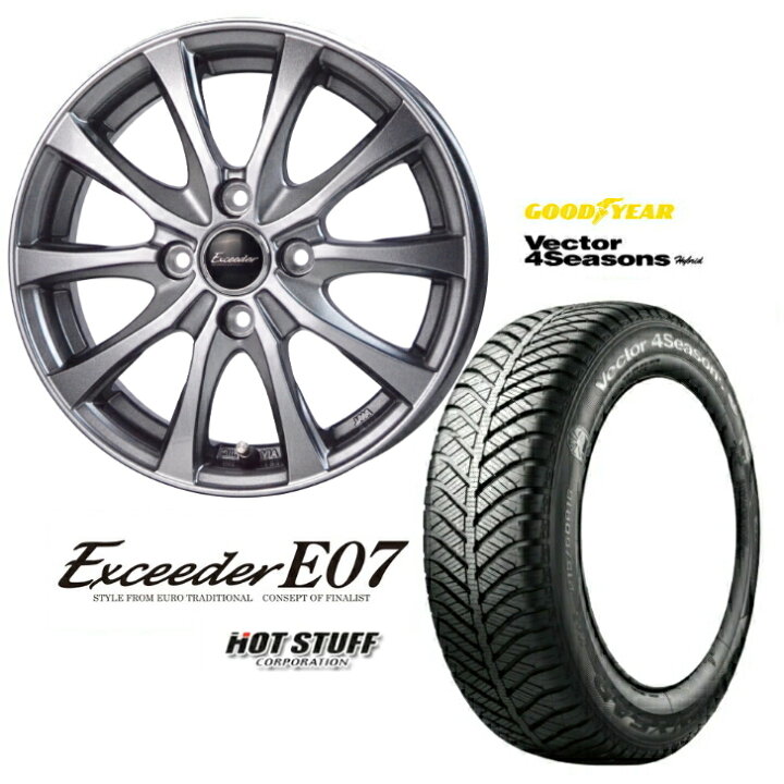 楽天市場】14×4.5J インセット +45 4H-100 ホイール 4本155/55R14 69H  