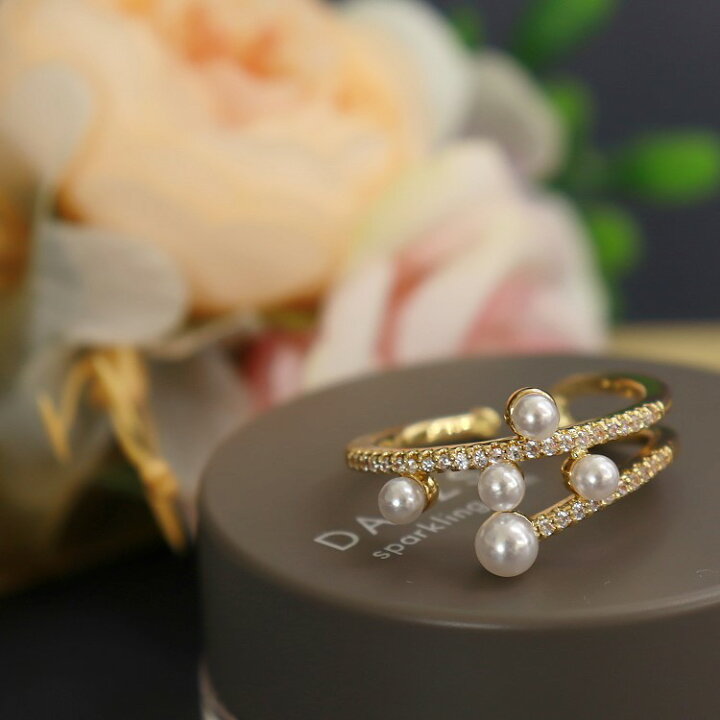 楽天市場】指輪 フリーサイズ ファッション パールリング レディース  