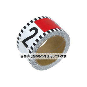 シンワ測定 貼付ロッド 合成紙製 60mm×26m 赤白20cm間隔 目盛数字付 78196 入数:1個