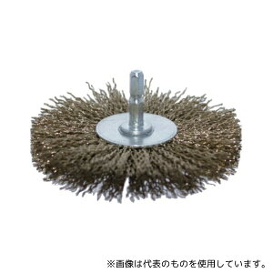 トラスコ中山 TB-6251-60 軸付ホイールブラシ Φ100x軸6.35 真鍮メッキ鋼線線径0.2
