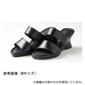 山一 601BKL 厚底ウエッジ2ベルトミュール ブラック L