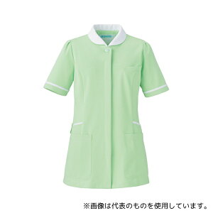 KAZEN 776-22 レディスジャケット半袖 グリーン×ホワイト S