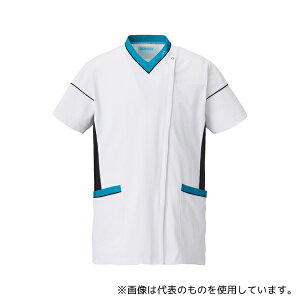 KAZEN 034-27 スクラブジャケット半袖男女兼 ターコイズ SS