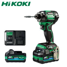 HIKOKI(日立工機)36Vコードレスインパクトドライバ WH36DC(2XPSZ)カラー：アグレッシブグリーン(L)バッテリー計2コ付＋力こぶビット標準付属 57804145【在庫有り】