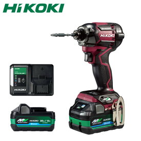 HIKOKI(日立工機)36Vコードレスインパクトドライバ WH36DC（2XPRSZ)カラー：フレアレッド(R)バッテリー計2コ付＋力こぶビット標準付属 57804147【在庫有り】