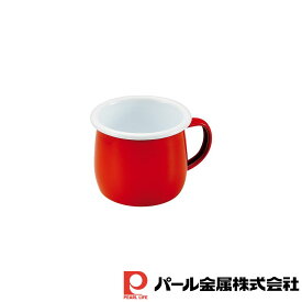 【お得な2個セット】プチッと ホーローマグカップ樽型400ml(レッド) | レッド プチッと 樽型 かわいい ホーロー マグカップ キッチン おしゃれ コップ パール 丸い 北欧 スープカップ ほうろう 琺瑯 カップ イエロー ブルー 赤 黄色