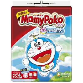 ＼レビュー特典有／ユニ・チャーム マミーポコパンツBドラえもん [単品内容量/4枚]×1個 | マミーポコパンツ ドラえもん おむつ ビッグサイズ 子供用 ユニチャーム 赤ちゃん用 おまとめ買い 吸収ジェル デザイン新登場 漫画キャラクター パンツ型おむつ