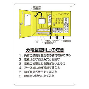 つくし工房 安全標識 26 『分電盤使用上の注意』 電気関係標識 600×450mm SCボード