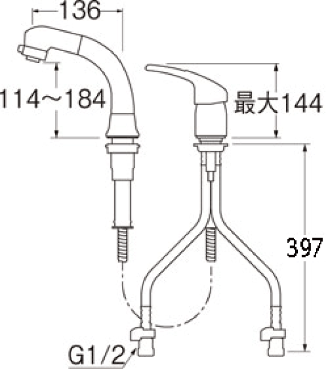 楽天市場】三栄水栓(SANEI) K37610EJV-13 シングルスプレー混合栓(洗髪