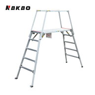 ナカオ(NAKAO) 勇馬 ESK-18 セフティガード2本付きセット アルミ製 四脚調整式足場台(可搬作業台) [法人…