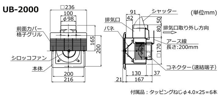 日本電興 ダクト用換気扇 UB-2000 【在庫有り】 セミプロＤＩＹ店ファースト