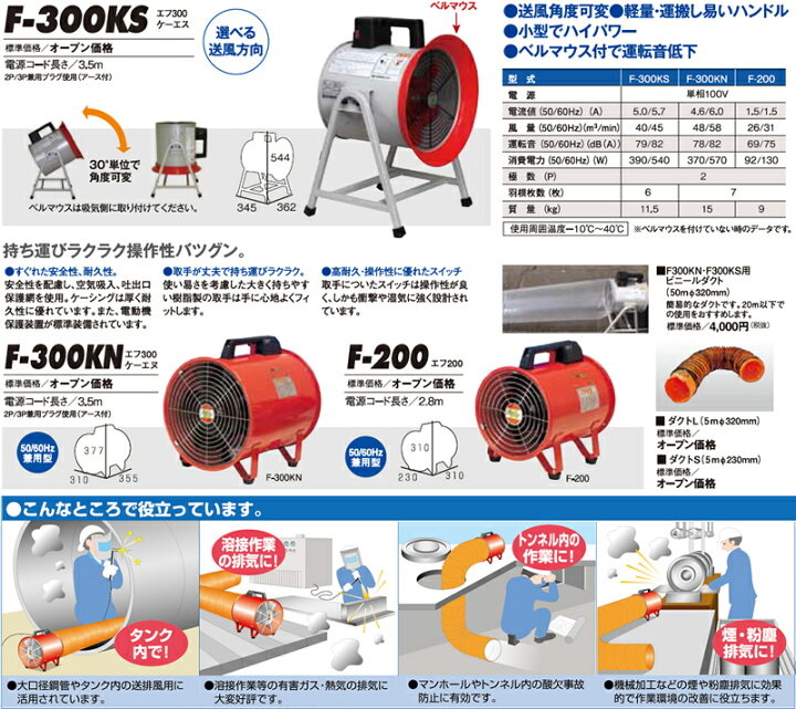 楽天市場】静岡製機 ポータブル送風機 F-200 口径230mm ダクト別途 