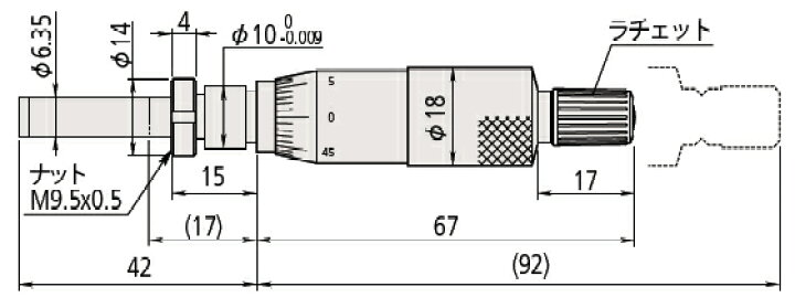 楽天市場】ミツトヨ(Mitutoyo) MHN2-25(150-191) マイクロメータヘッド(標準形) 汎用タイプ ナット付ステム 先端平面  ラチェット付 測定範囲：0〜25mm : セミプロＤＩＹ店ファースト