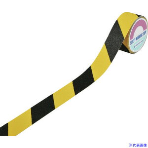 ■緑十字 滑り止めトラ柄テープ 黄/黒 ASS−55NTR 50mm幅×5m 塩ビ+鉱物粒子 屋内外兼用 260223(1478247)